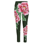 Japanese Peony Print High-Waisted Pocket Leggings