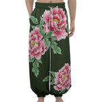 Japanese Peony Print Lantern Pants
