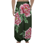 Japanese Peony Print Lantern Pants