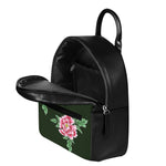 Japanese Peony Print Leather Backpack