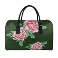 Japanese Peony Print Leather Duffel Bag