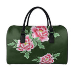 Japanese Peony Print Leather Duffle Bag