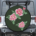 Japanese Peony Print Leather Spare Tire Cover