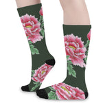Japanese Peony Print Long Socks