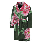 Japanese Peony Print Men's Bathrobe