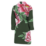 Japanese Peony Print Men's Bathrobe