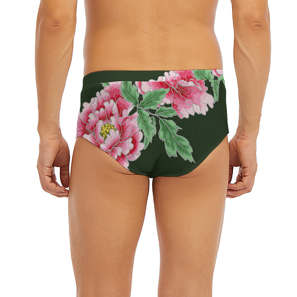 Japanese Peony Print Men's Briefs