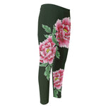 Japanese Peony Print Men's Compression Pants