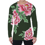 Japanese Peony Print Men's Long Sleeve T-Shirt