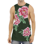 Japanese Peony Print Men's Muscle Tank Top
