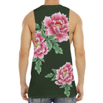 Japanese Peony Print Men's Muscle Tank Top