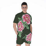 Japanese Peony Print Men's Rompers