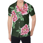 Japanese Peony Print Men's Shirt