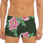 Japanese Peony Print Men's Short Boxer Briefs