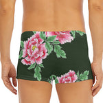 Japanese Peony Print Men's Short Boxer Briefs