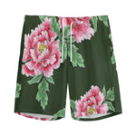Japanese Peony Print Men's Sports Shorts