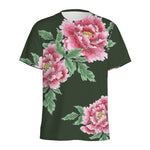 Japanese Peony Print Men's Sports T-Shirt
