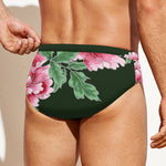 Japanese Peony Print Men's Swim Briefs