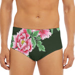 Japanese Peony Print Men's Triangle Swim Briefs