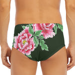Japanese Peony Print Men's Triangle Swim Briefs