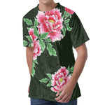 Japanese Peony Print Men's Velvet T-Shirt