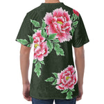 Japanese Peony Print Men's Velvet T-Shirt