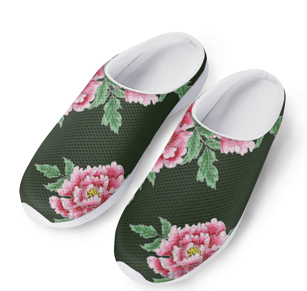 Japanese Peony Print Mesh Casual Shoes