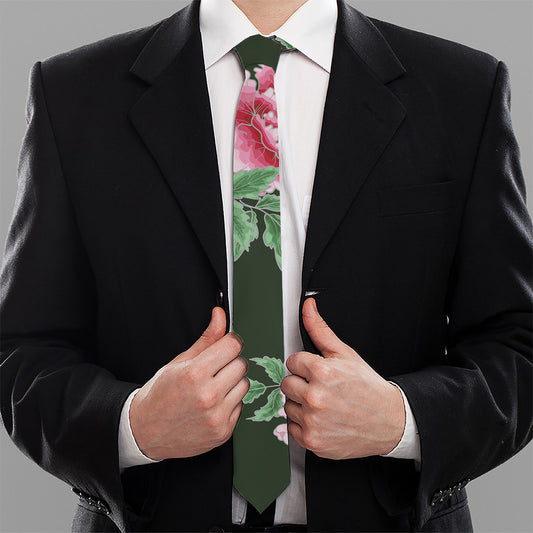 Japanese Peony Print Necktie