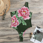 Japanese Peony Print One Shoulder Bodysuit