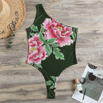Japanese Peony Print One Shoulder Bodysuit