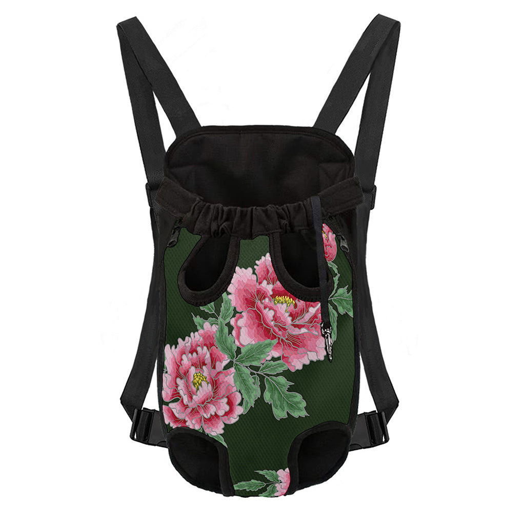 Japanese Peony Print Pet Carrier Backpack