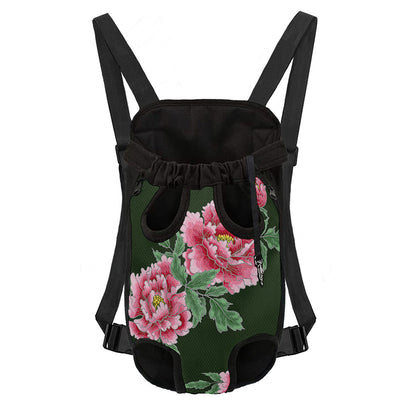 Japanese Peony Print Pet Carrier Backpack