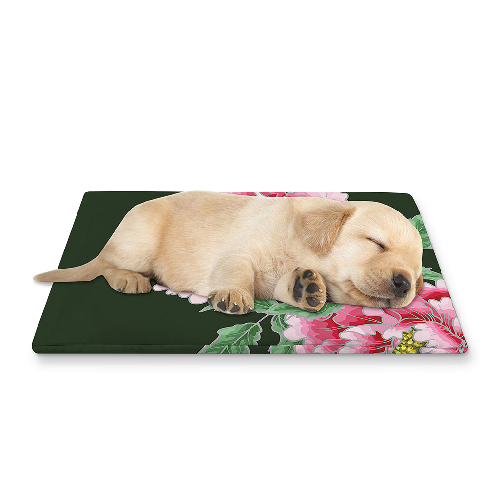 Japanese Peony Print Pet Cooling Mat Cover