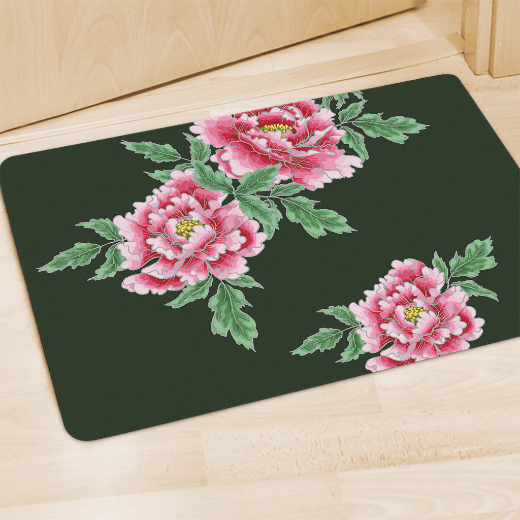 Japanese Peony Print Polyester Doormat