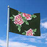 Japanese Peony Print Polyester Flag