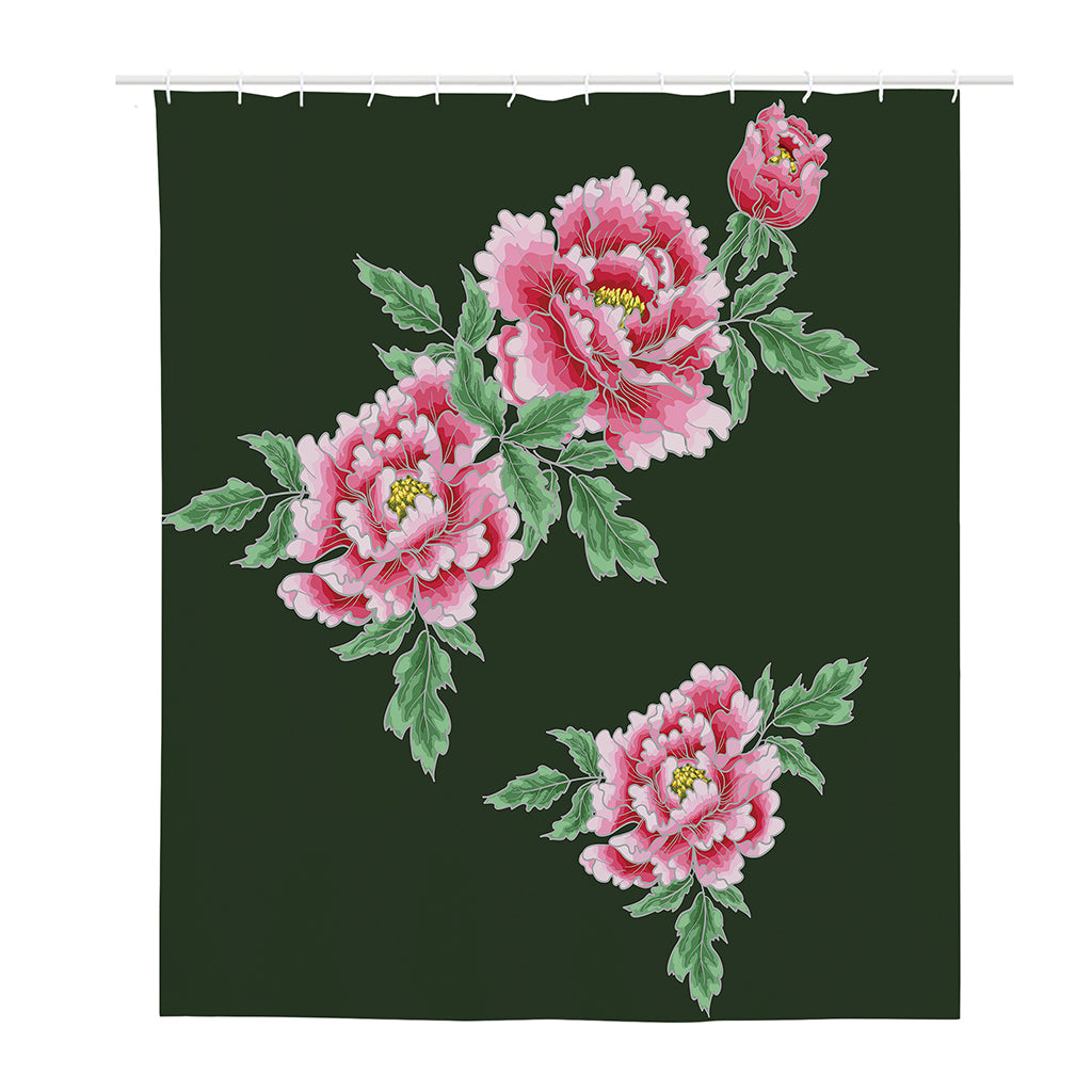 Japanese Peony Print Polyester Shower Curtain