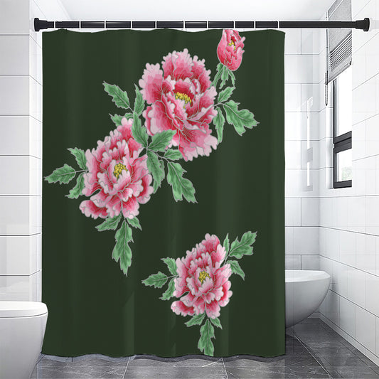 Japanese Peony Print Premium Shower Curtain