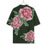 Japanese Peony Print Rayon Hawaiian Shirt