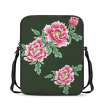 Japanese Peony Print Rectangular Crossbody Bag