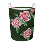 Japanese Peony Print Round Laundry Basket
