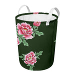 Japanese Peony Print Round Laundry Basket