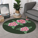 Japanese Peony Print Round Rug