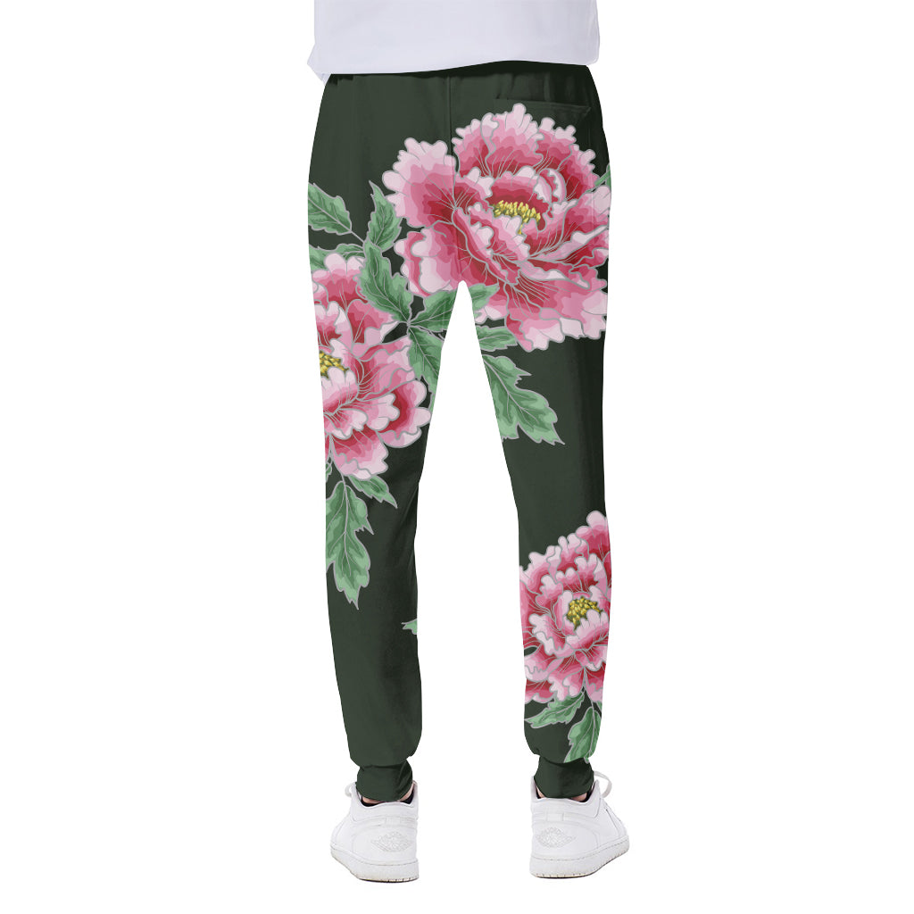 Japanese Peony Print Scuba Joggers