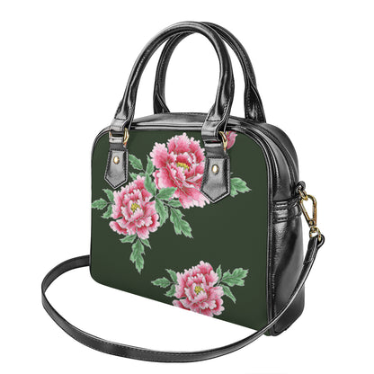 Japanese Peony Print Shoulder Handbag