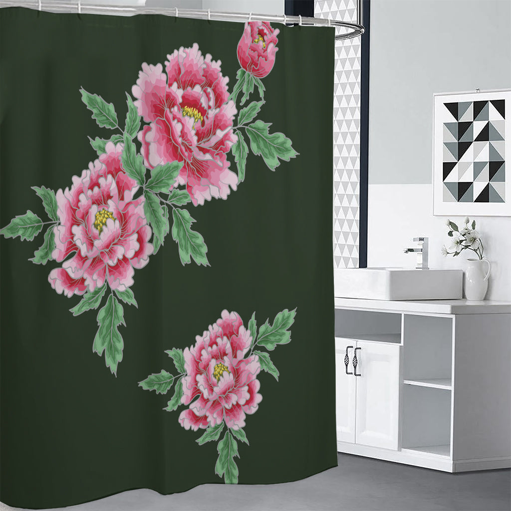 Japanese Peony Print Shower Curtain