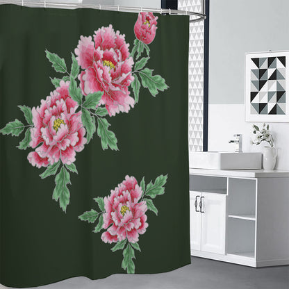 Japanese Peony Print Shower Curtain