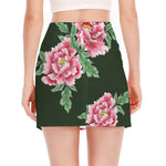 Japanese Peony Print Side Slit Mini Skirt