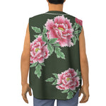 Japanese Peony Print Sleeveless Baseball Jersey