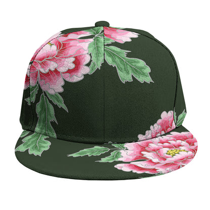 Japanese Peony Print Snapback Cap