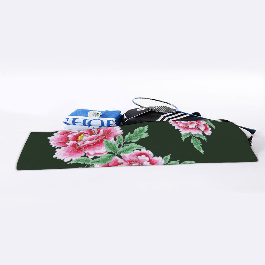 Japanese Peony Print Sports Towel